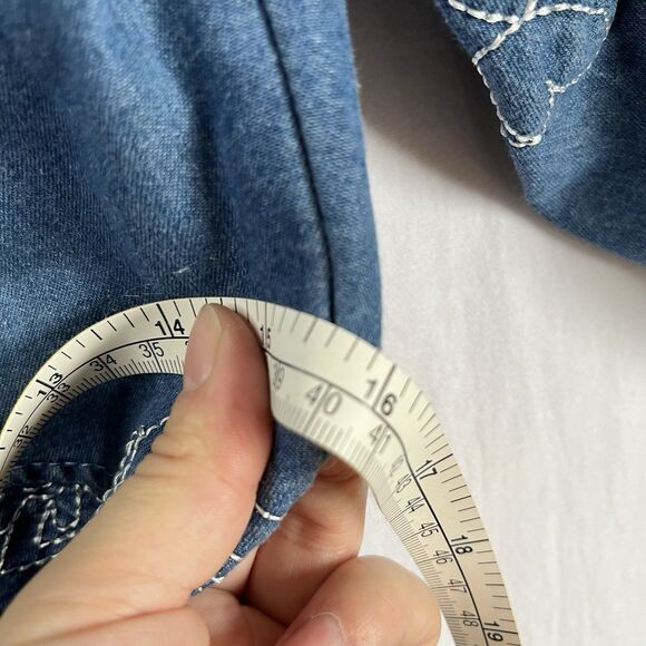 Korean Brand Embroidery Womens Slim Fit Denim Skirts Jean Dress Long Sleeve Sz L - Picture 12 of 12